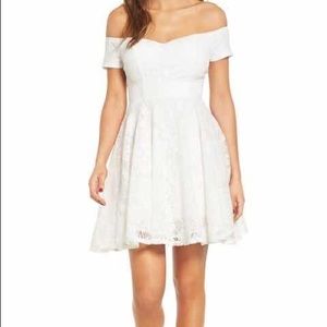 Lace off the shoulder fit and flare dress